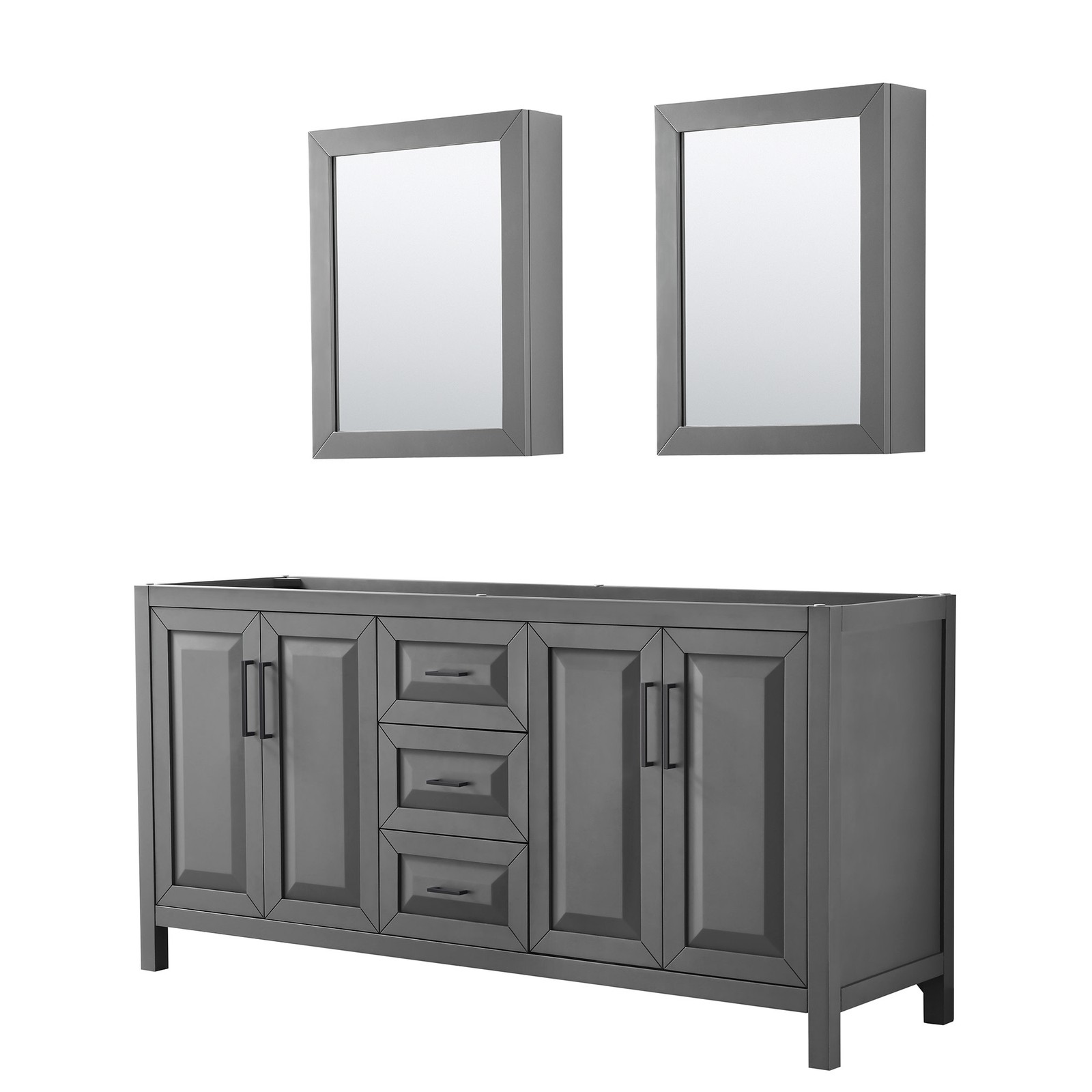 Wyndham Collection WCV252572DCXSXXMED Daria 71″ Double – Dark Gray / Matte Black