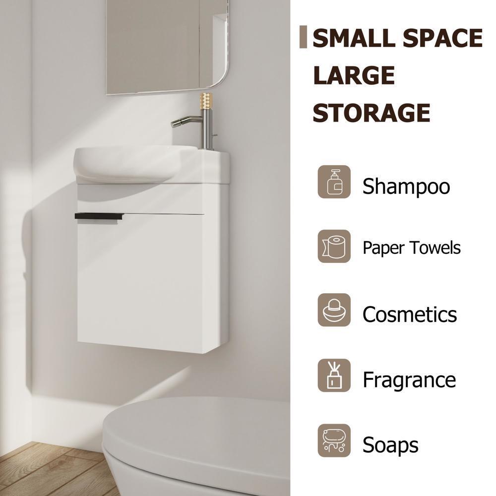 Soft Close Doors Bathroom Vanity With Sink 16 Inch