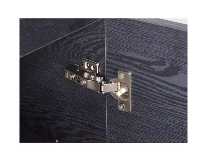 24 in. W x 16 in. D x32 in. H 2 Doors Bathroom Vanity in Black with White Cerami