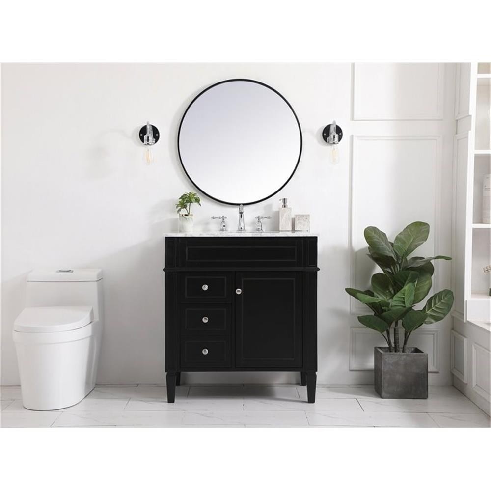 Elegant Decor Park Avenue 32″ Solid Wood & Metal Single Bathroom Vanity in Black