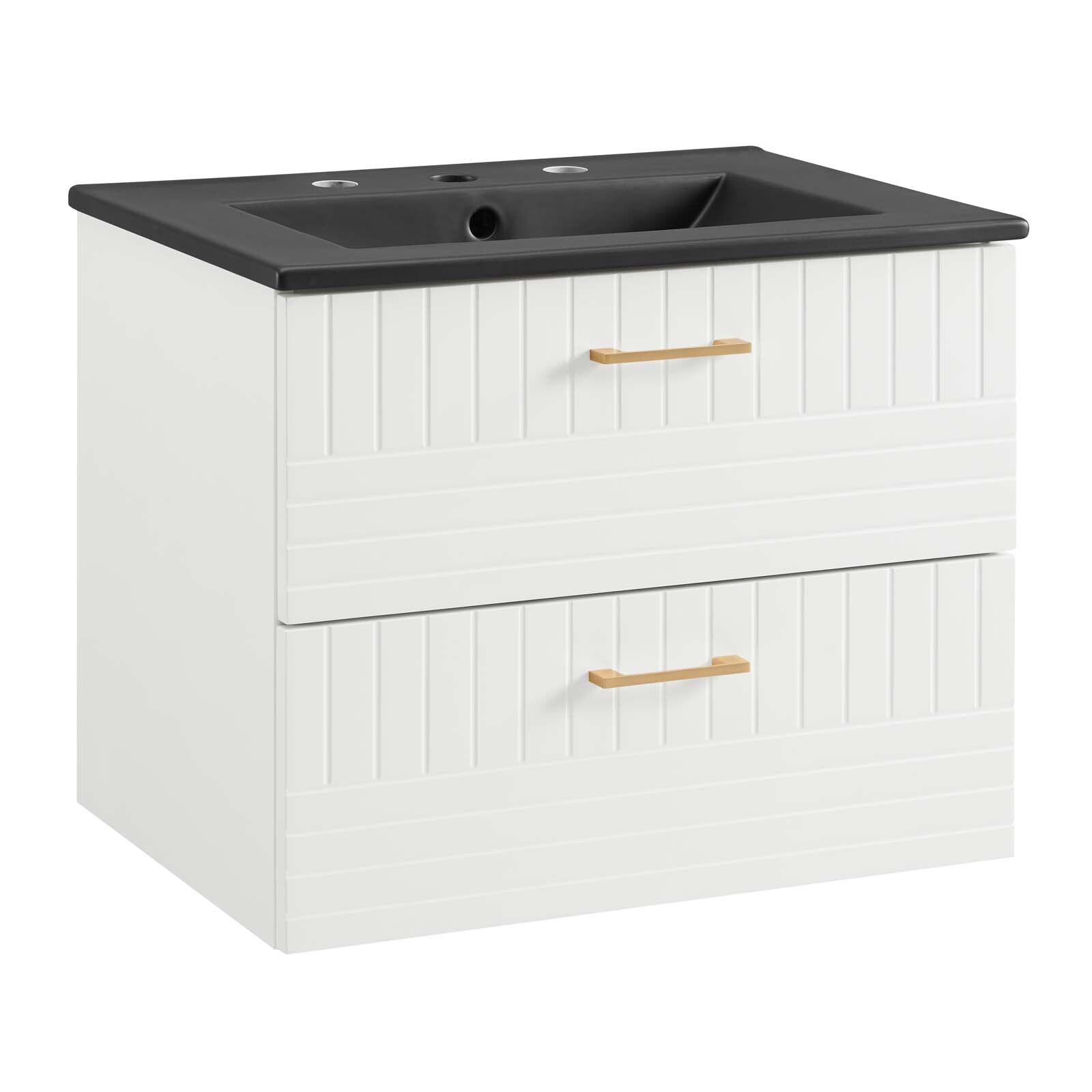 Modway Daybreak 24″ Wall-Mount Bathroom Vanity in White Black