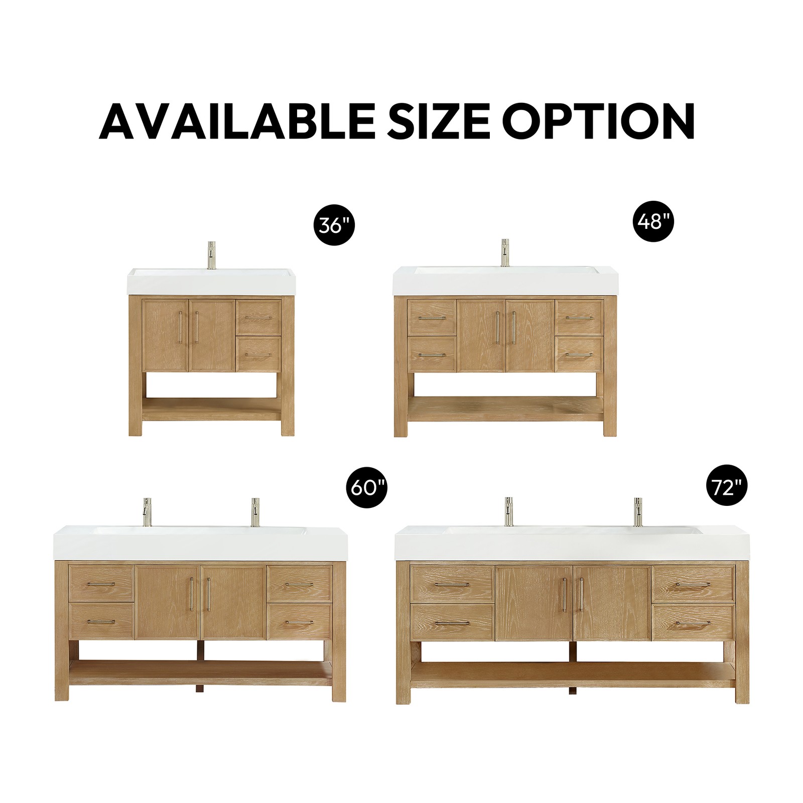 Vera 60″ Single Bath Vanity in Washed Ash Grey w/ White Integrated Sink & Mirror