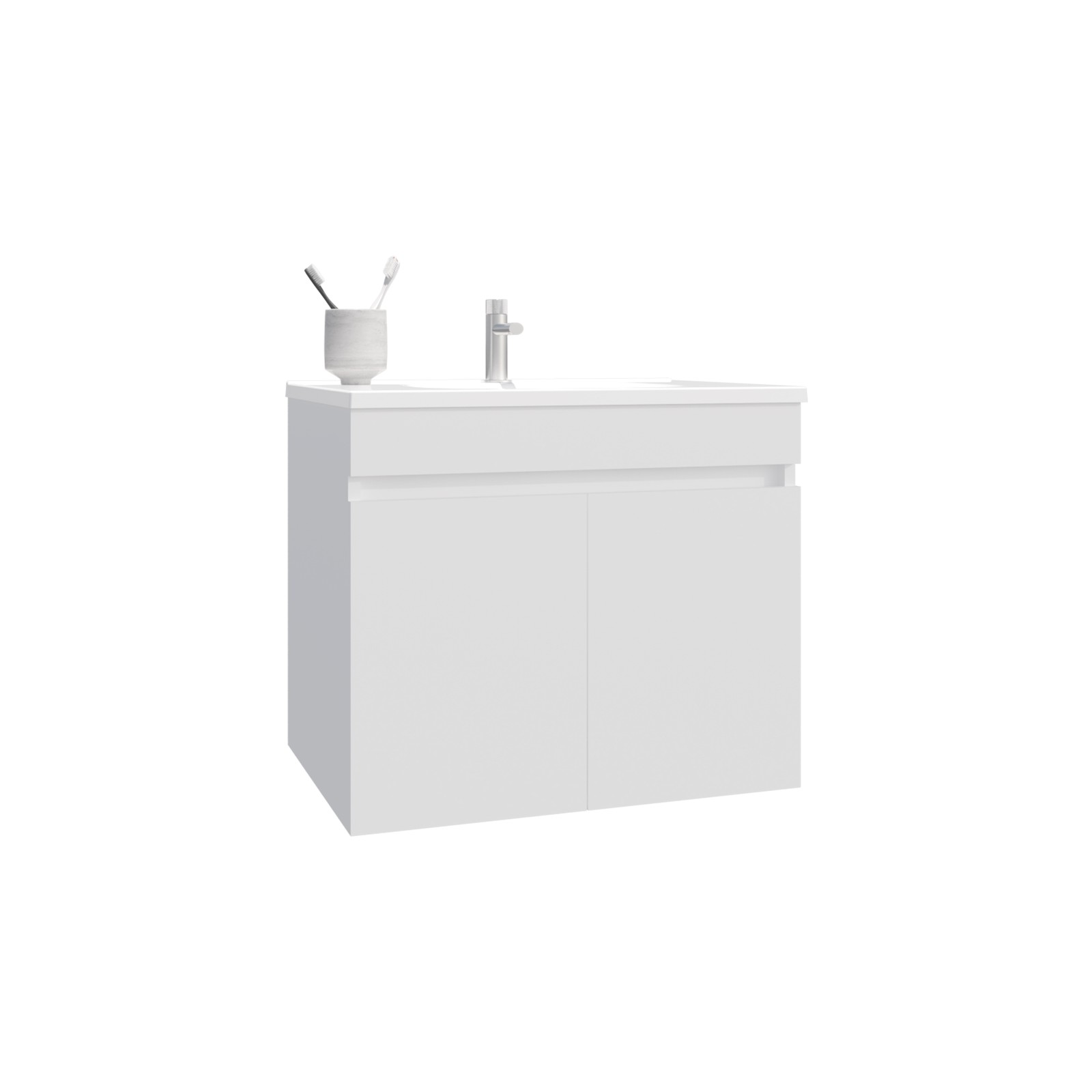 Bathroom Vanity with Sink, 2 Doors & 2 Shelves, White, 23.2″W