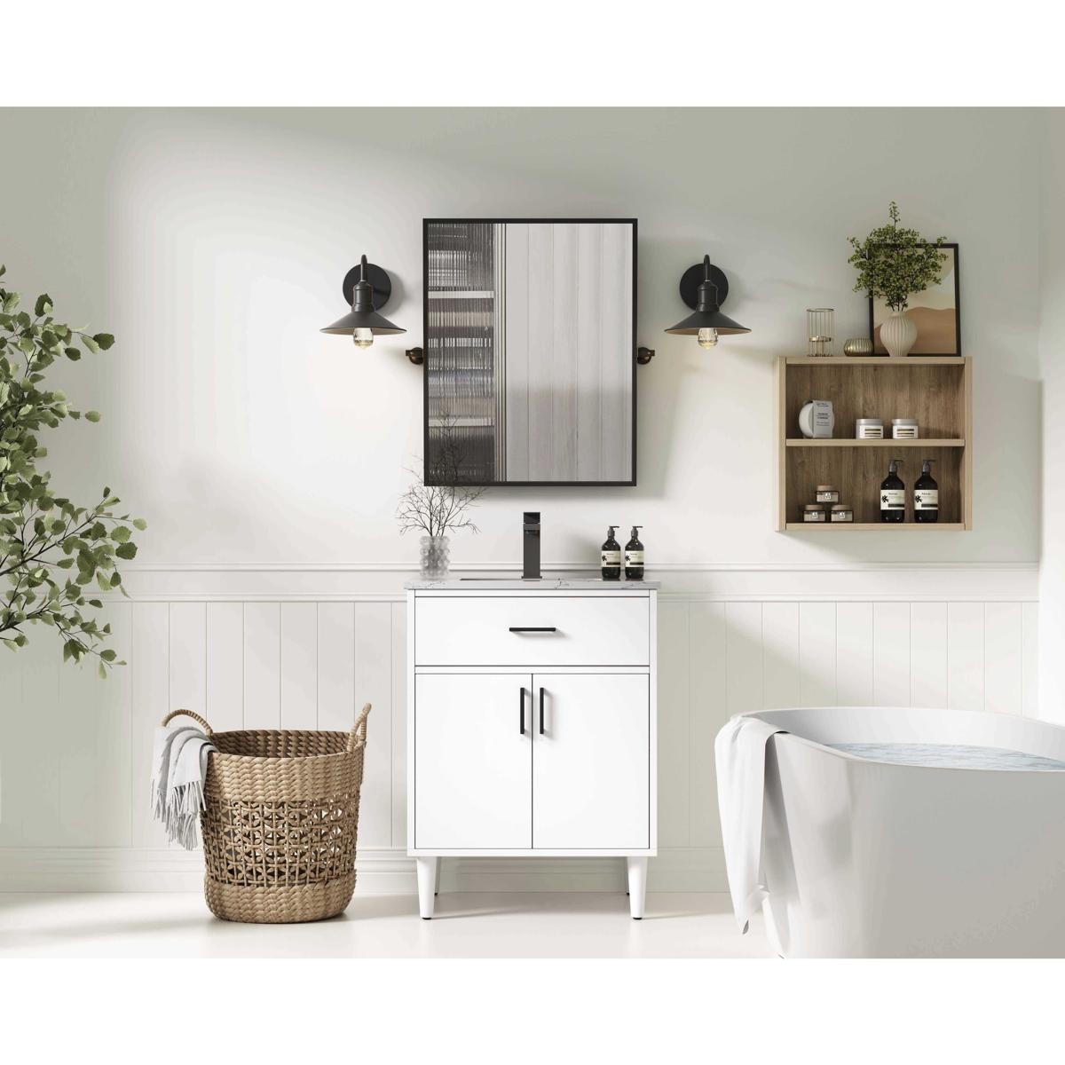 Elegant Lighting VF25024MWH Chandler 24 X 34 inch White Bathroom Vanity Cabinet