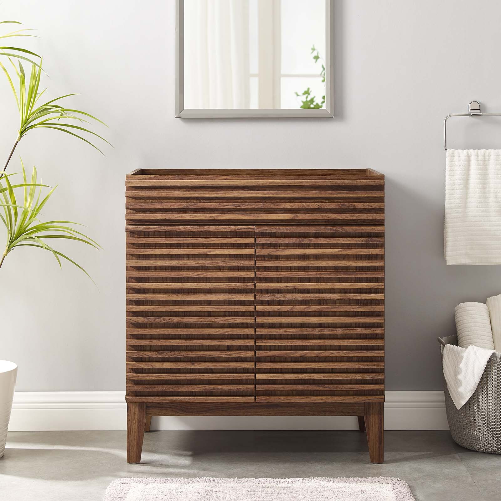 Modway Render 30″ Bathroom Vanity in Walnut – Sink Basin Not Included