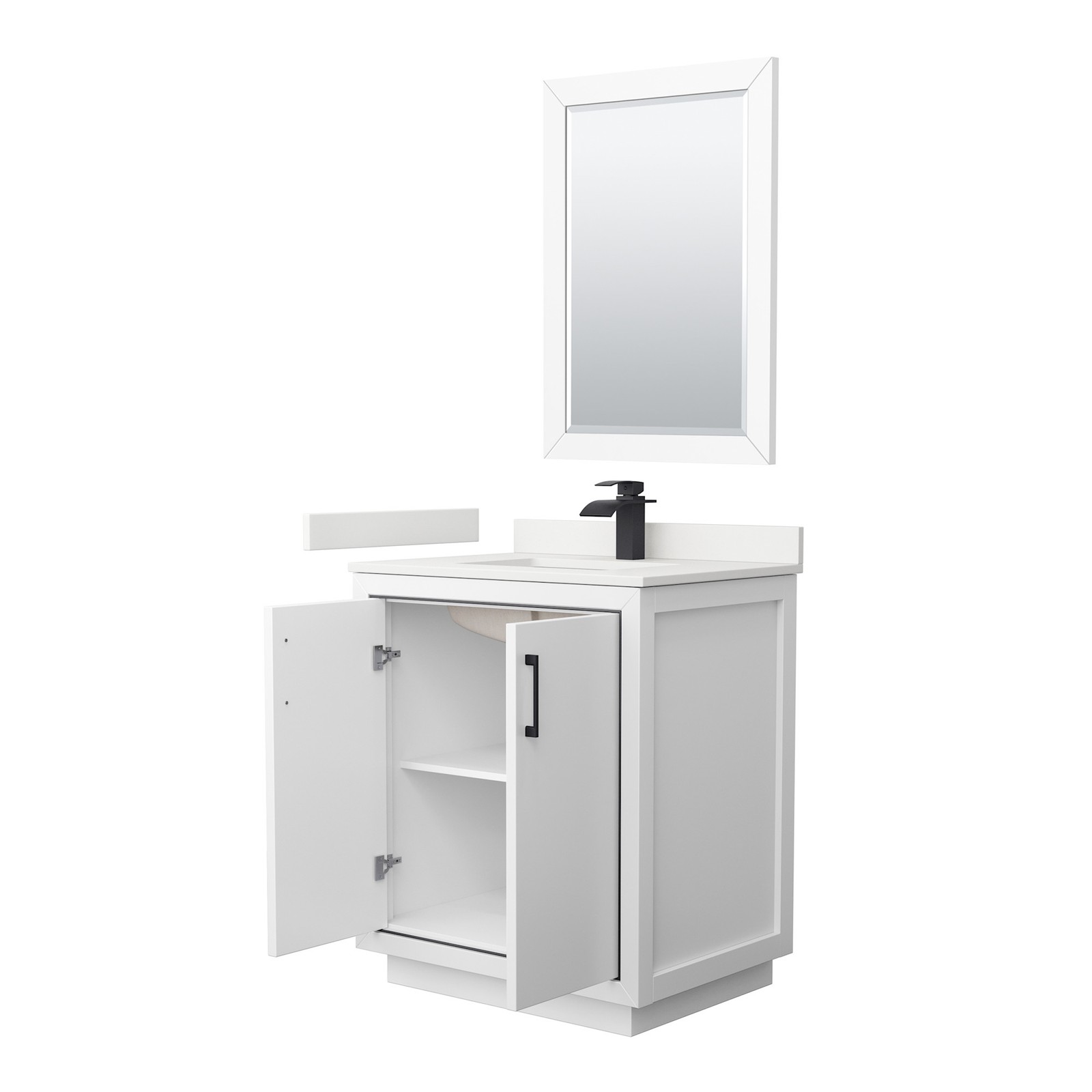 Wyndham Collection WCF111130S-QTZ-UNSM24 Icon 30″ – Dark Gray / White Quartz Top
