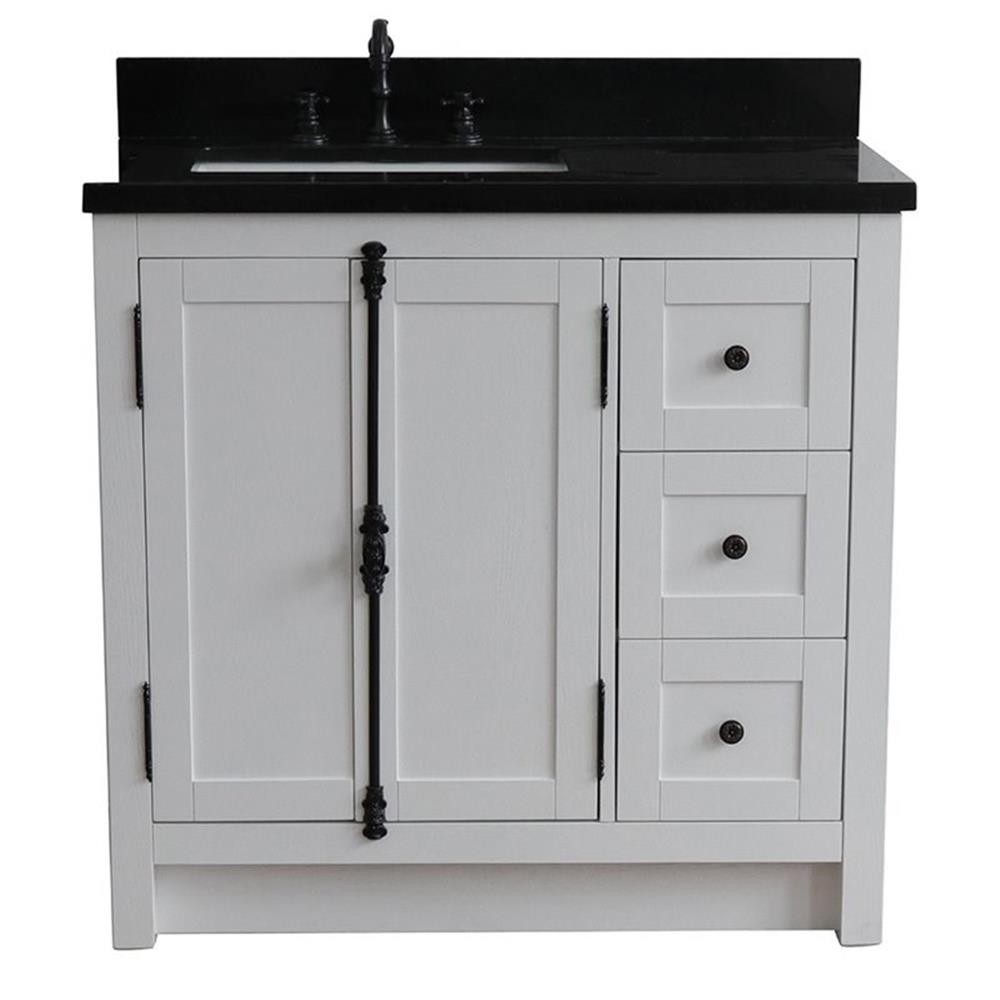 Plantation Solid Wood Vanity with Left Rectangle Sink in Ash/Black