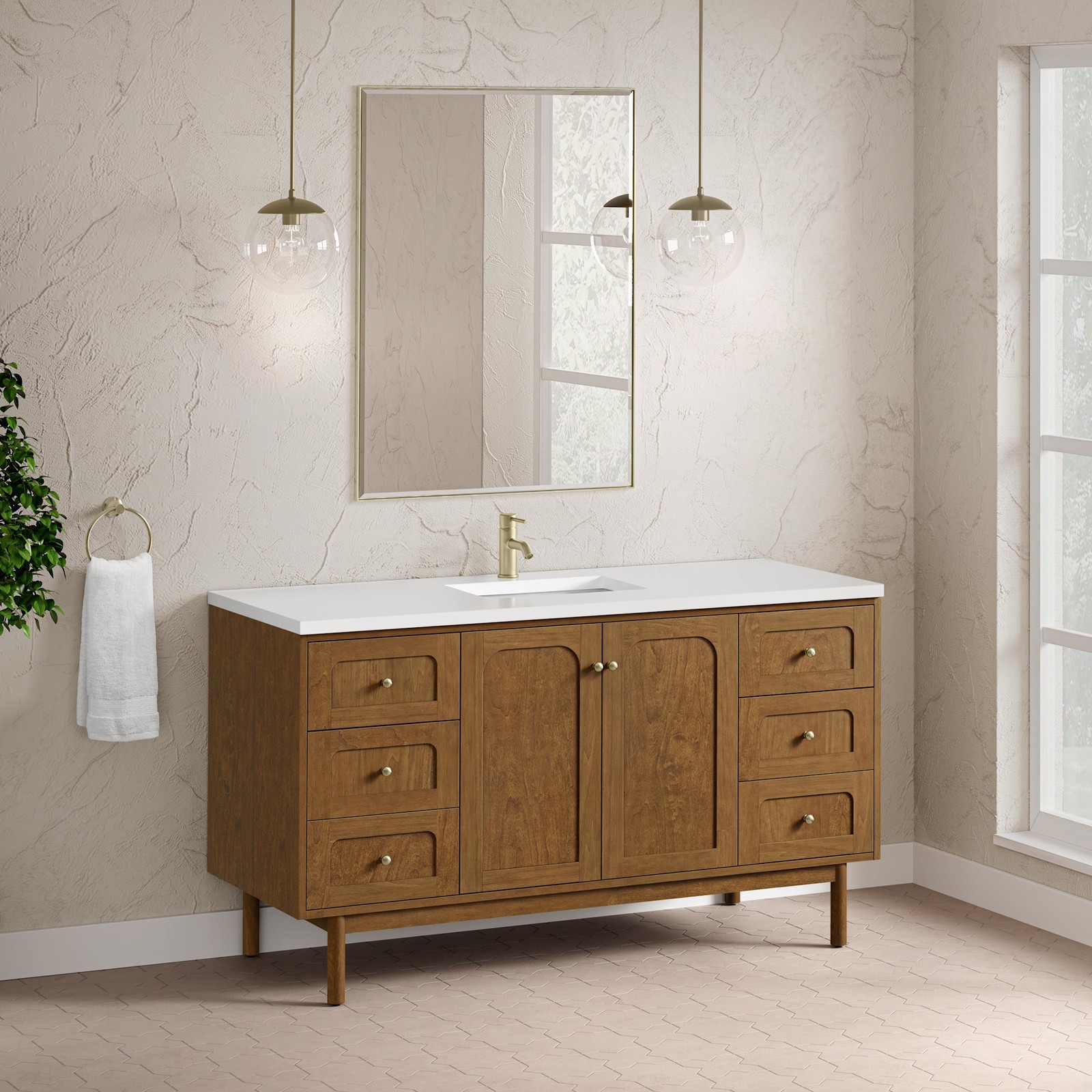 James Martin Vanities 545-V60S-1WZ Laurent 60″ Single Basin – Light Natural Oak