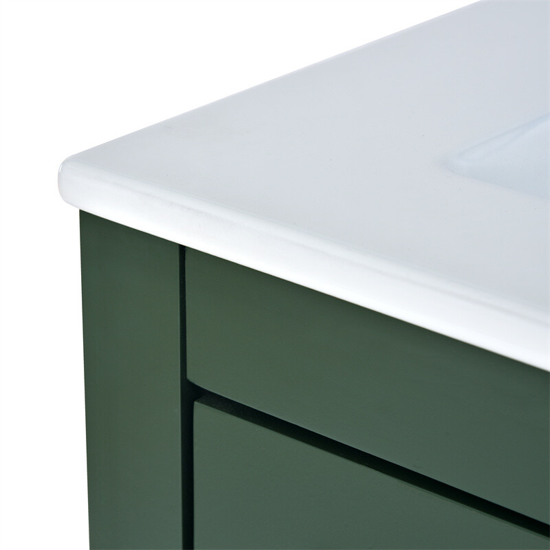 24” Bathroom Vanity with Ceramic Sink Combo Green Cabinet w/Doors & Drawers
