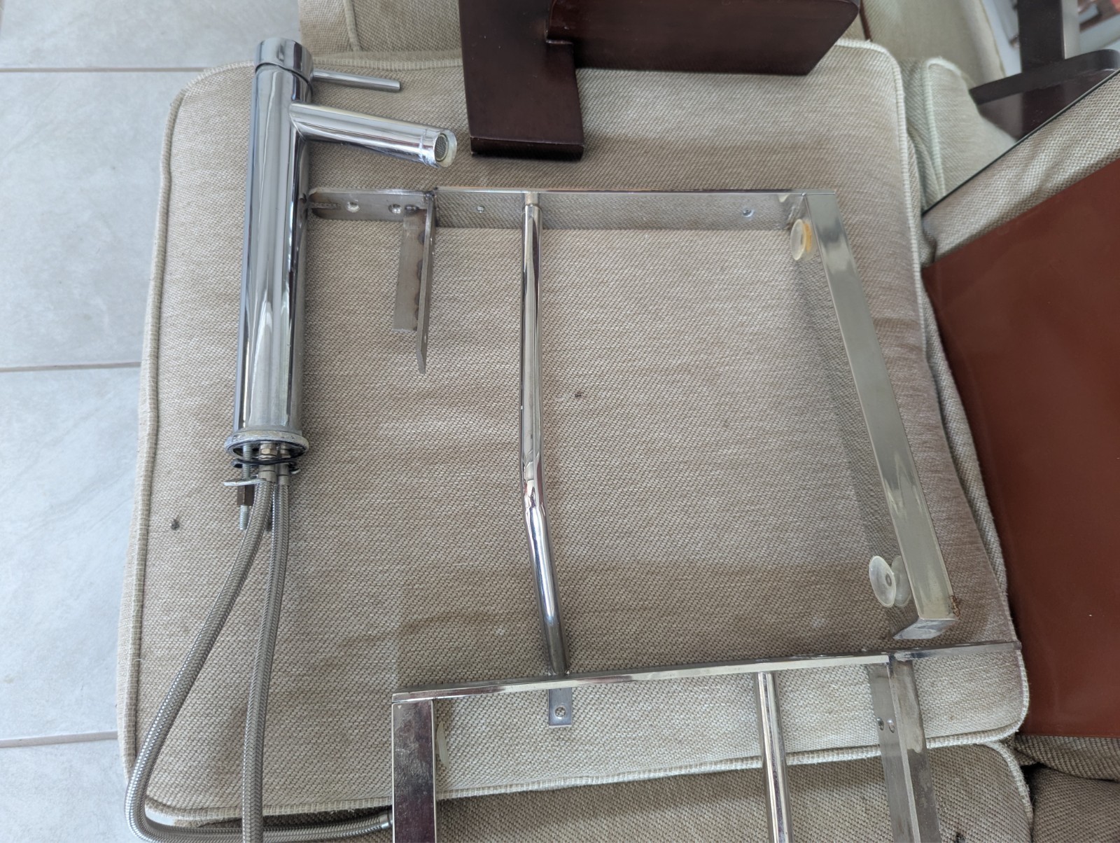 Italian Modern Glass Vanity with Mirror & Faucet