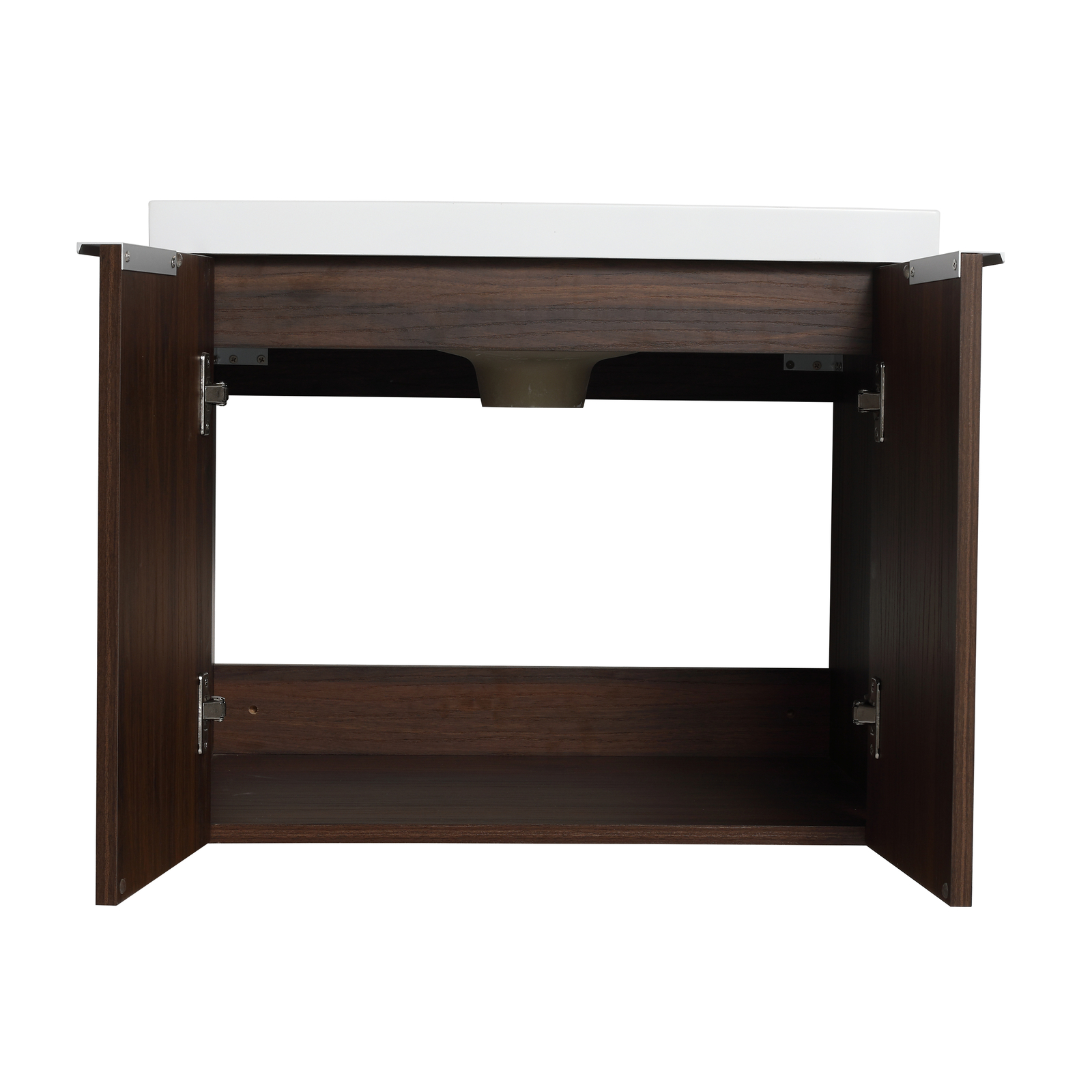 Bathroom Vanity with Sink Wall Mounted Wood Vanity and Resin Sink with 2 Doors