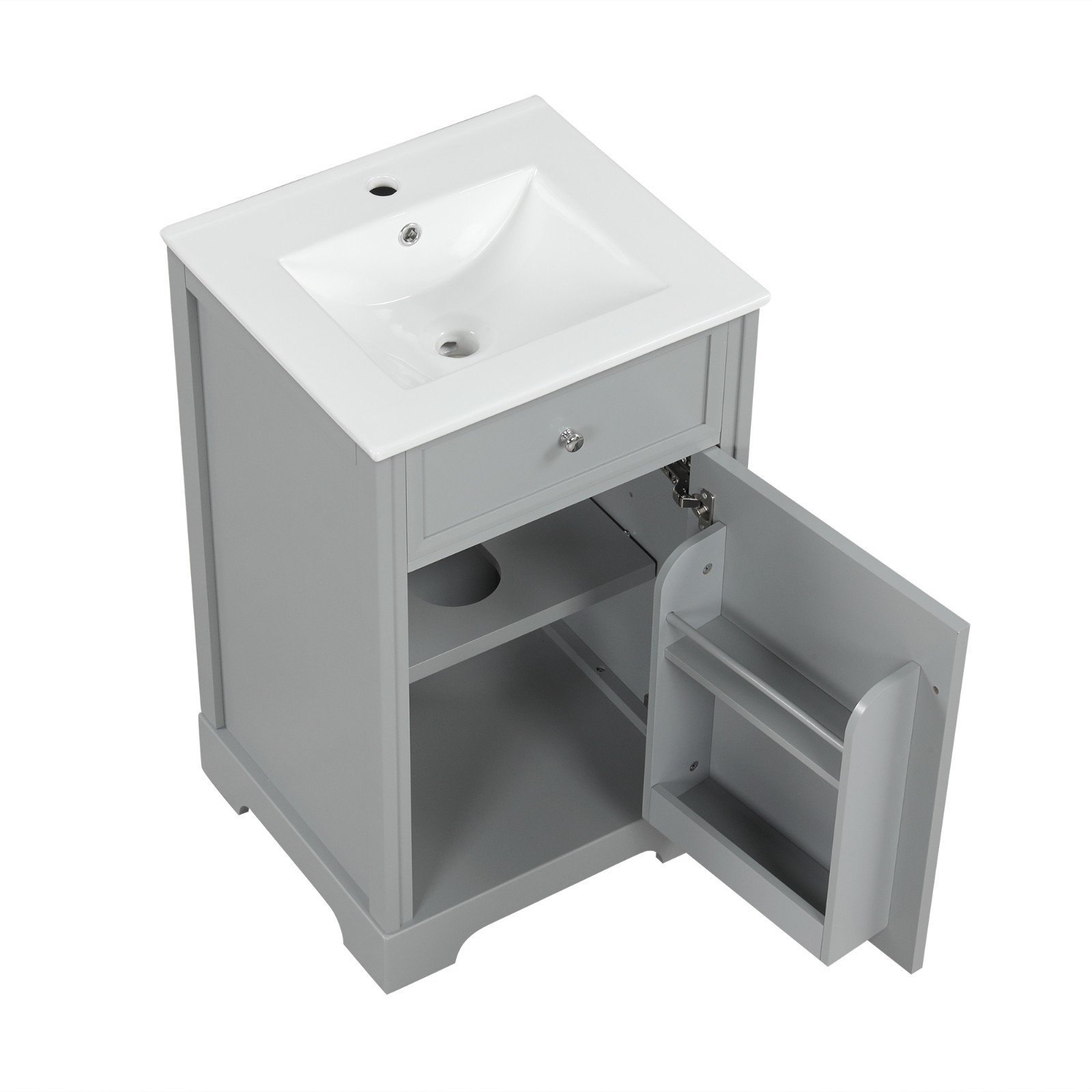 20″ Bathroom Vanity With Sink Soft Closing Door Storage Rack Adjustable Shelf