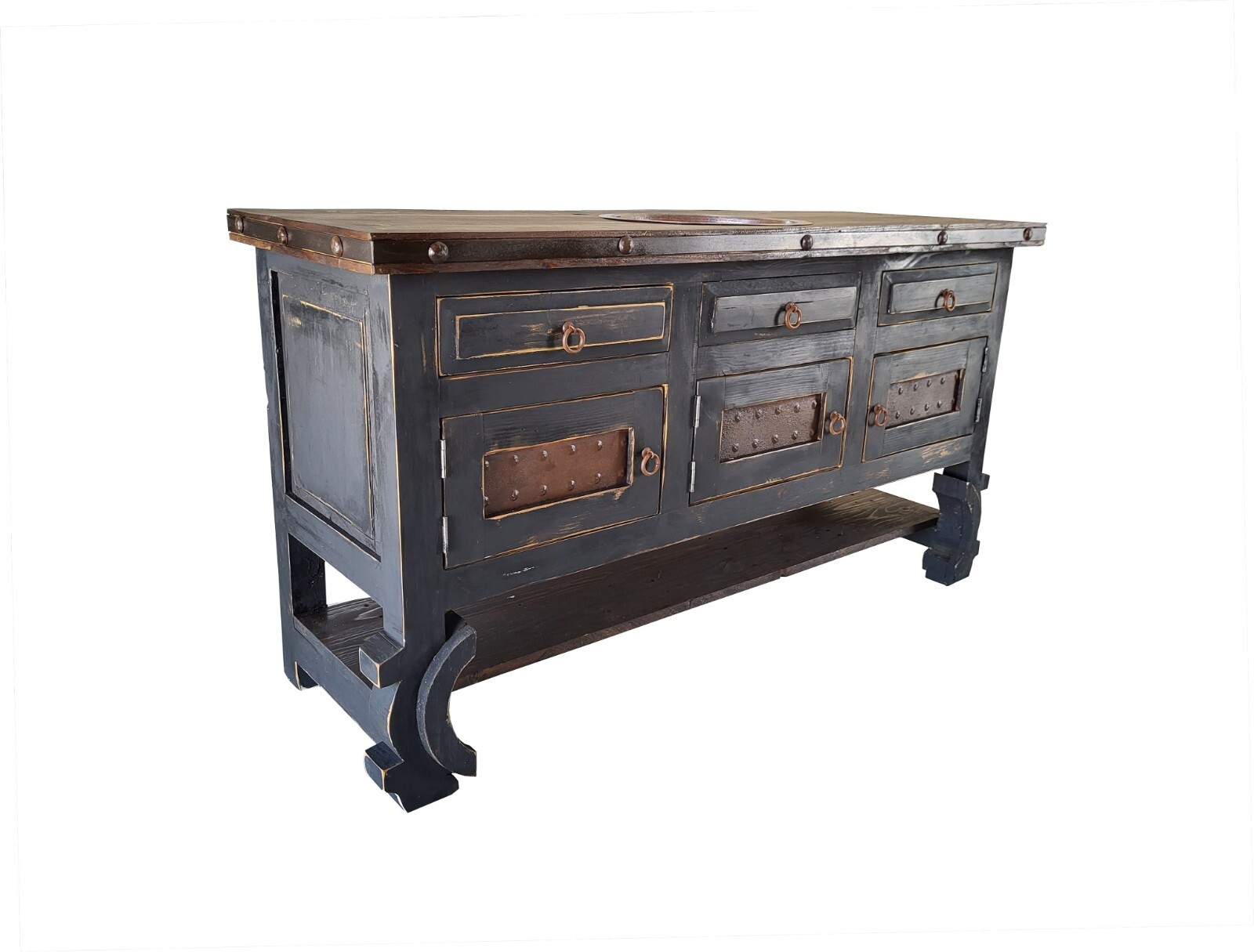 Morton Rustic Bathroom Vanity With Copper Sink