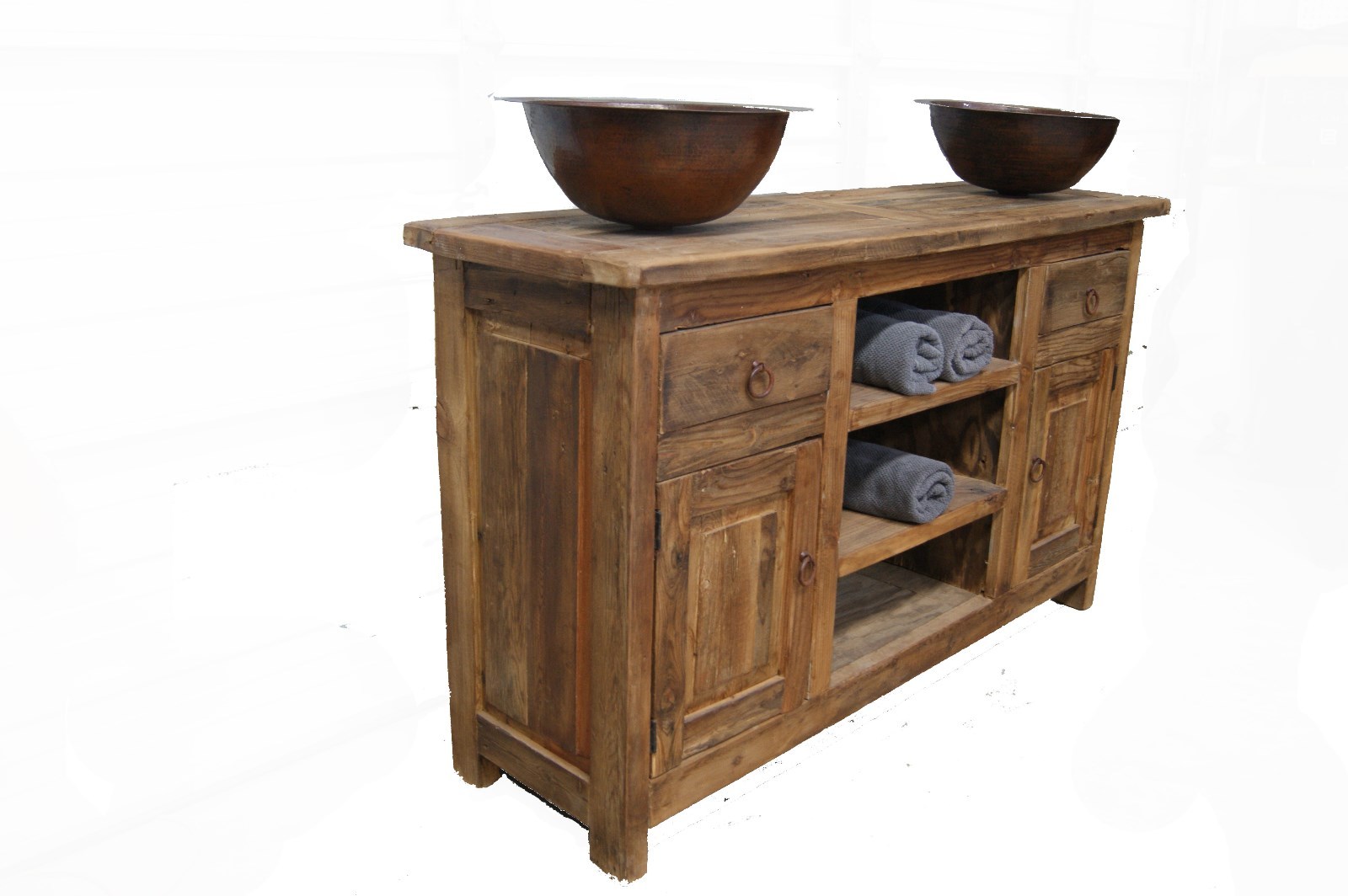 Rustic Reclaimed Wood Bathroom Vanity Middle Shelves/ furniture