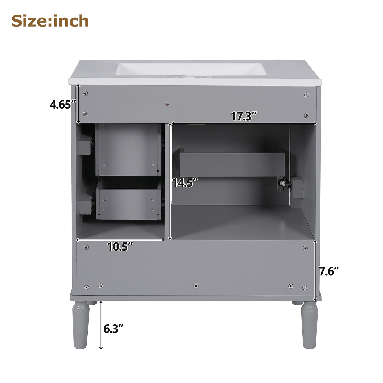 30″ Bathroom Vanity Set Floor Standing Bathroom Storage Cabinet w/Three Drawers