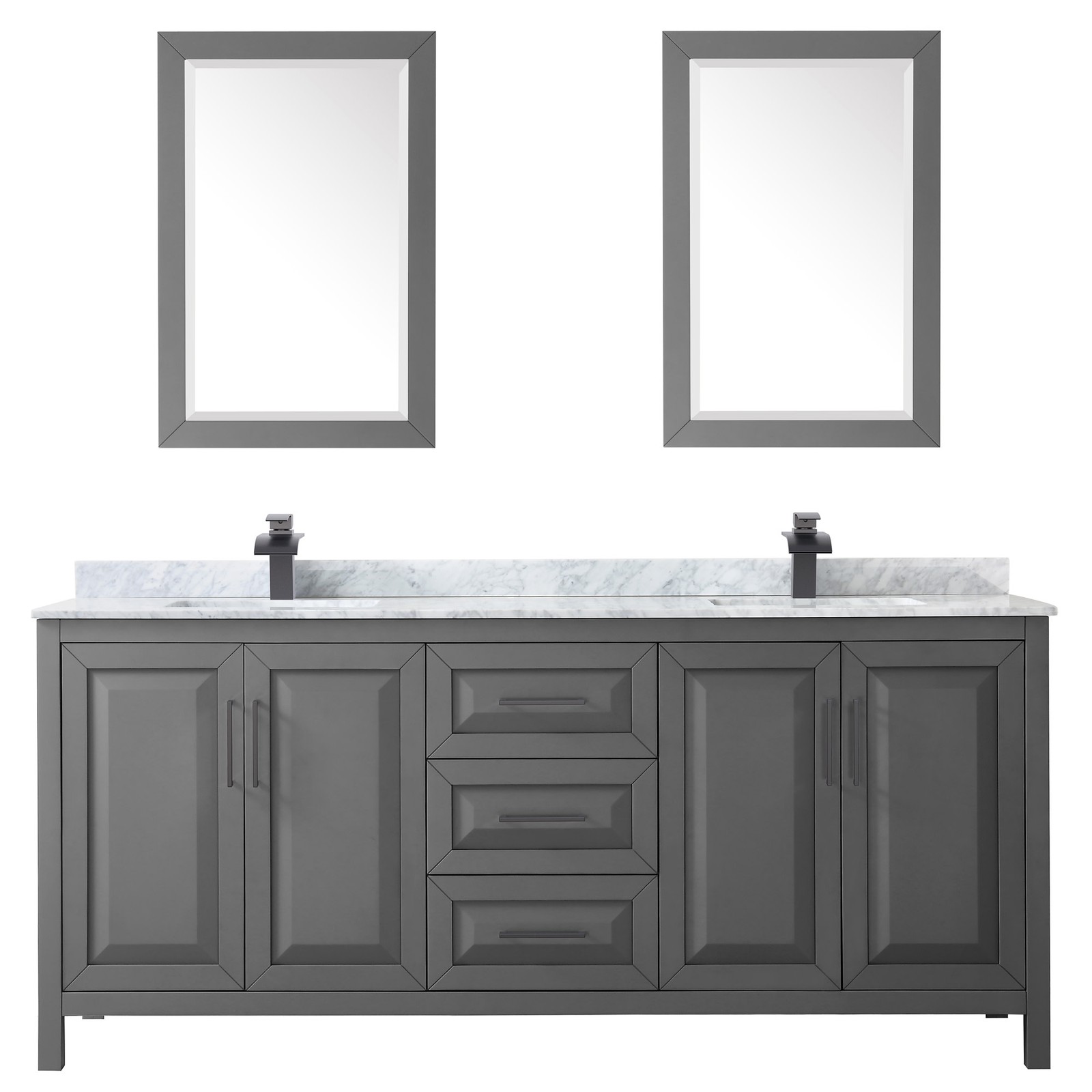 Wyndham Collection WCV252580DUNSM24 Daria 80″ – Dark Gray / White Carrara Marble