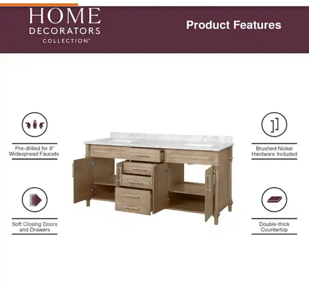 ✨️ Home Decorators Collection Aberdeen 72 in. Double Sink Freestanding Antique O