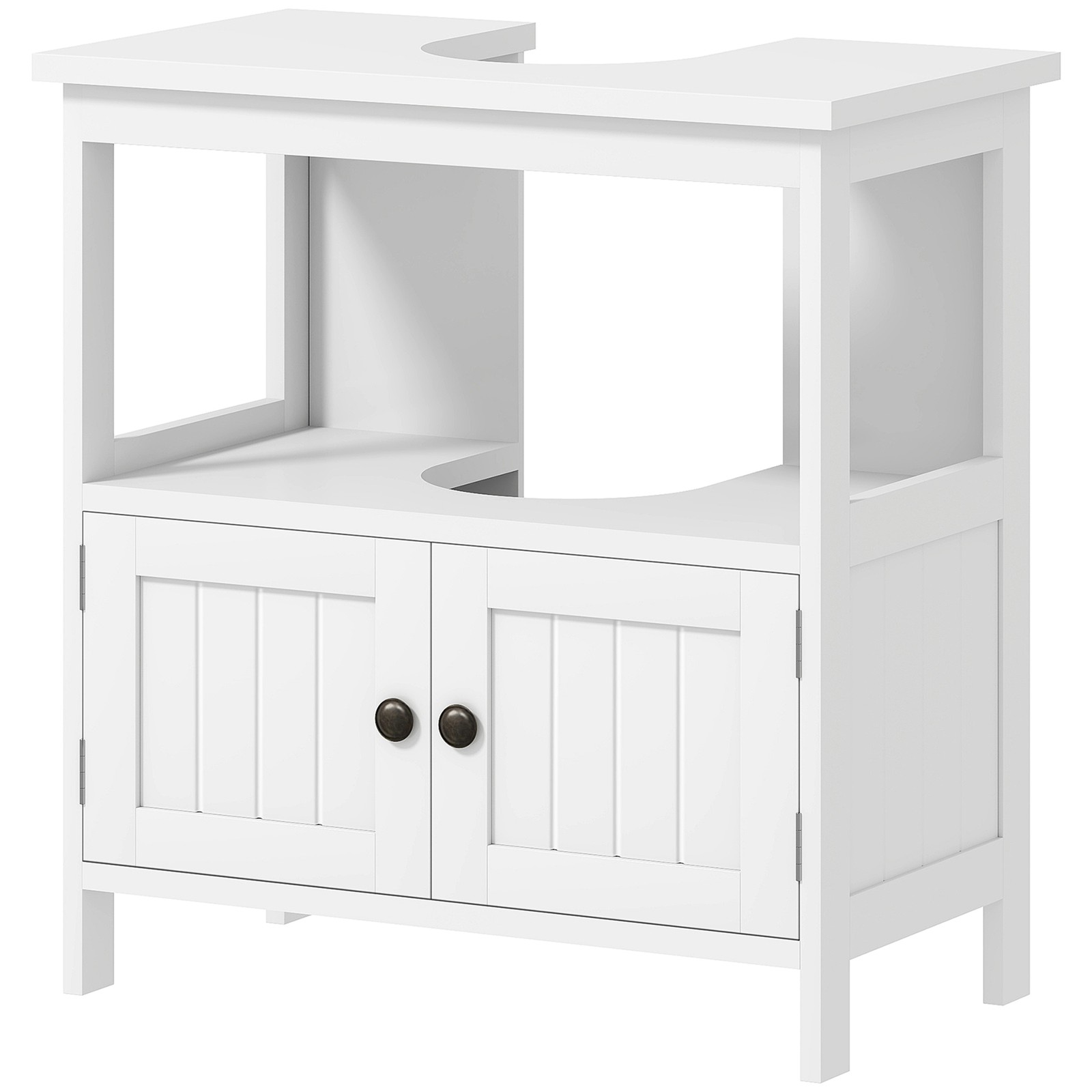 Pedestal Under Sink Cabinet w/ Doors, Storage Organizer, White, Used