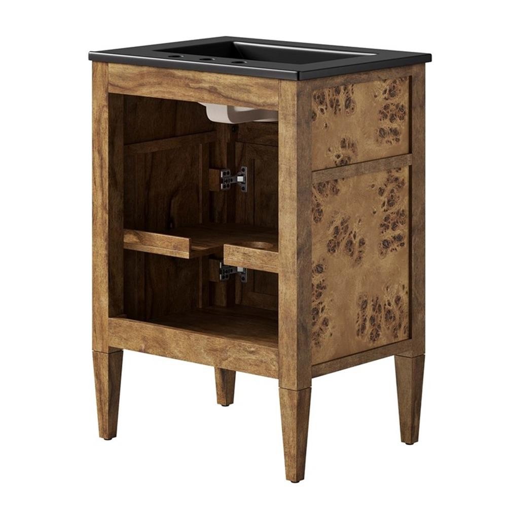 Modway Elysian 24″ Modern Wood Bathroom Vanity in Black and Brown