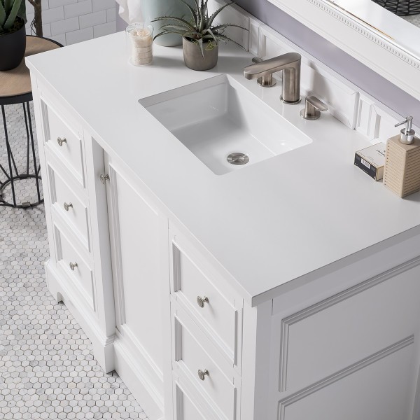 48″ James Martin De Soto 825-V48-BW-3WZ Vanity Cabinet White Zeus Silestone Top