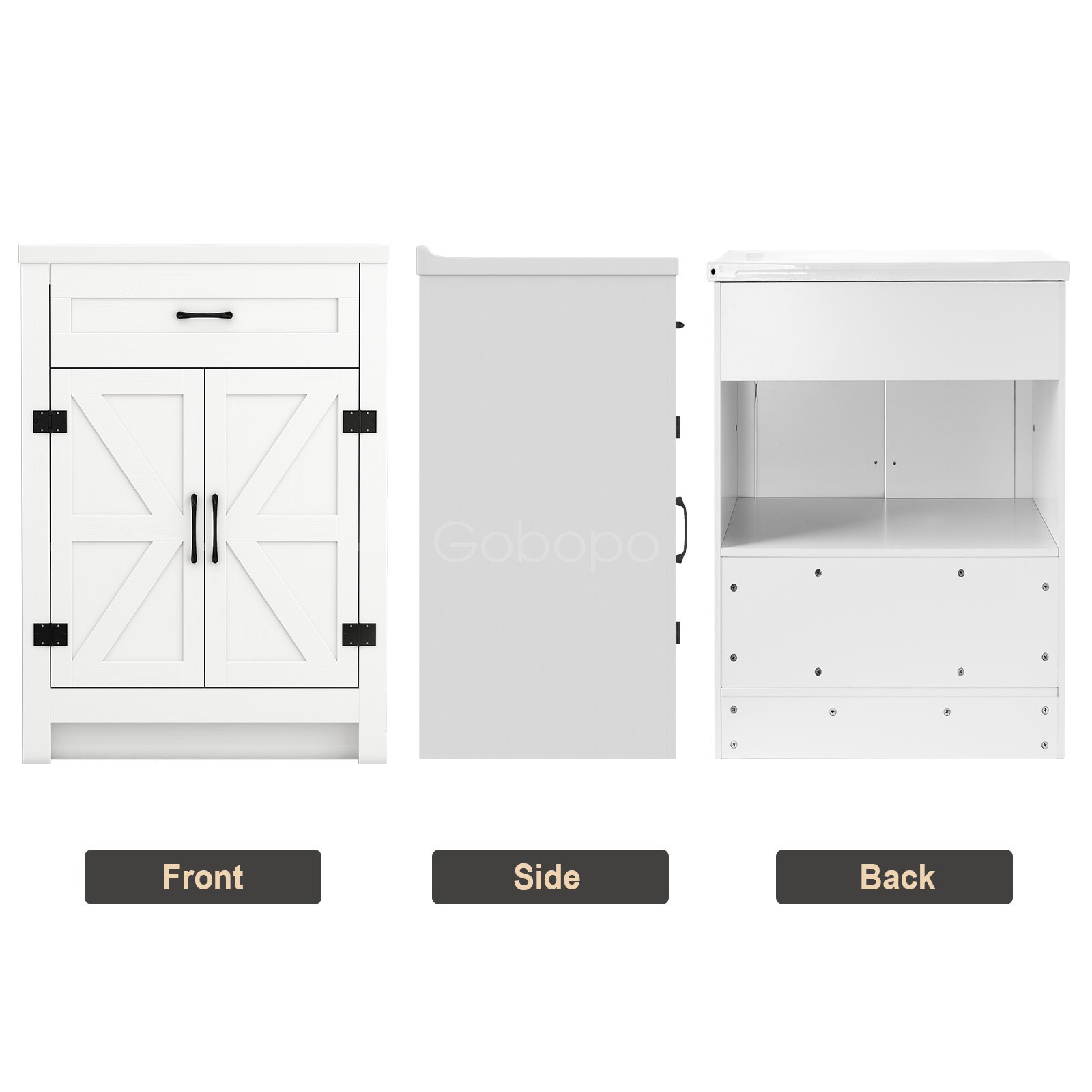 23” Bathroom Vanity w/Ceramic Sink Modern Freestanding Storage Vanity Cabinet
