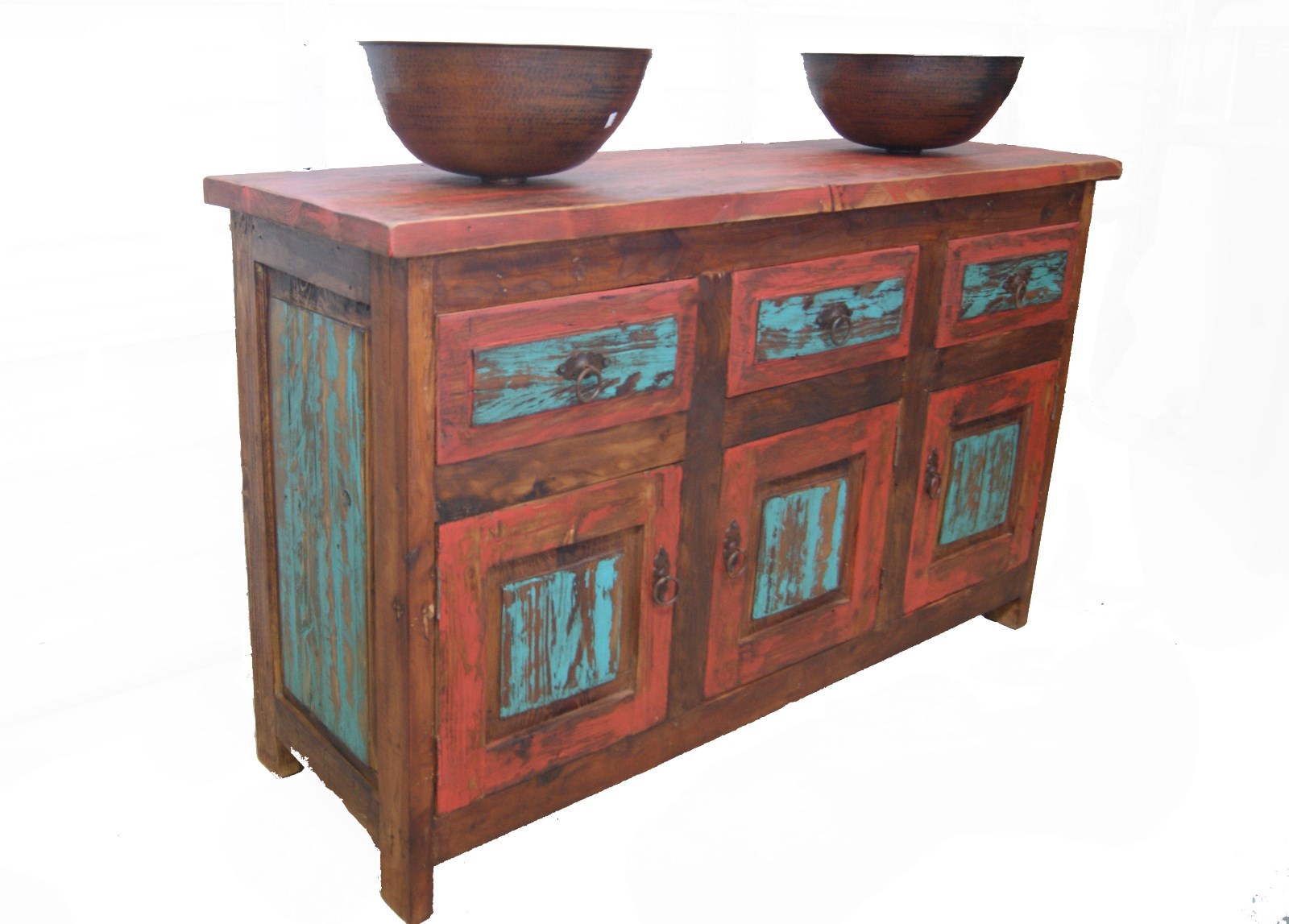 Rustic Weathered Red Bathroom Vanity Buffett furniture