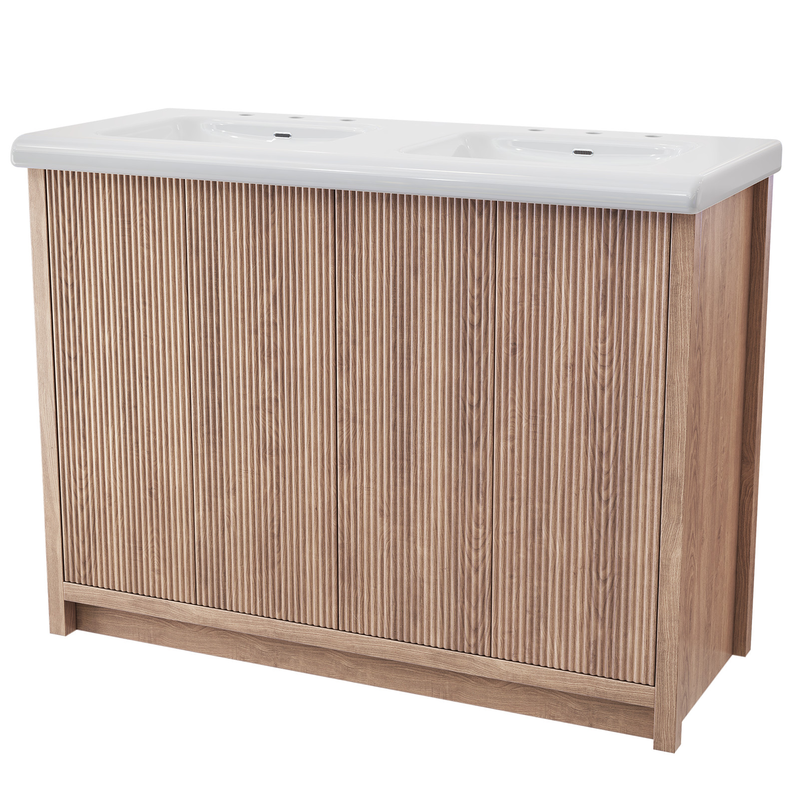 47.3 Inch Modern Bathroom Vanity and Double Ceramic Sinks Storage Cabinet Drawer