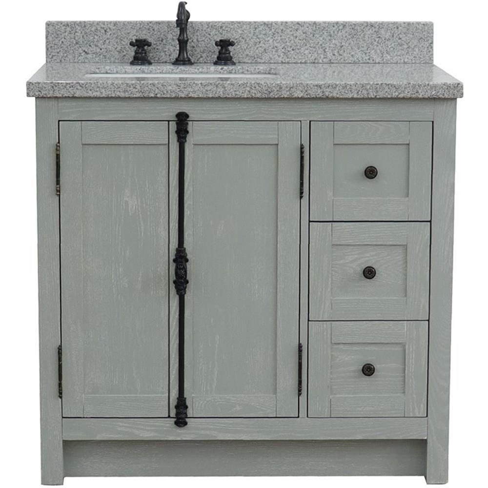 Plantation 37″ Solid Wood Single Wooden Vanity with Left Rectangle Sink in Ash