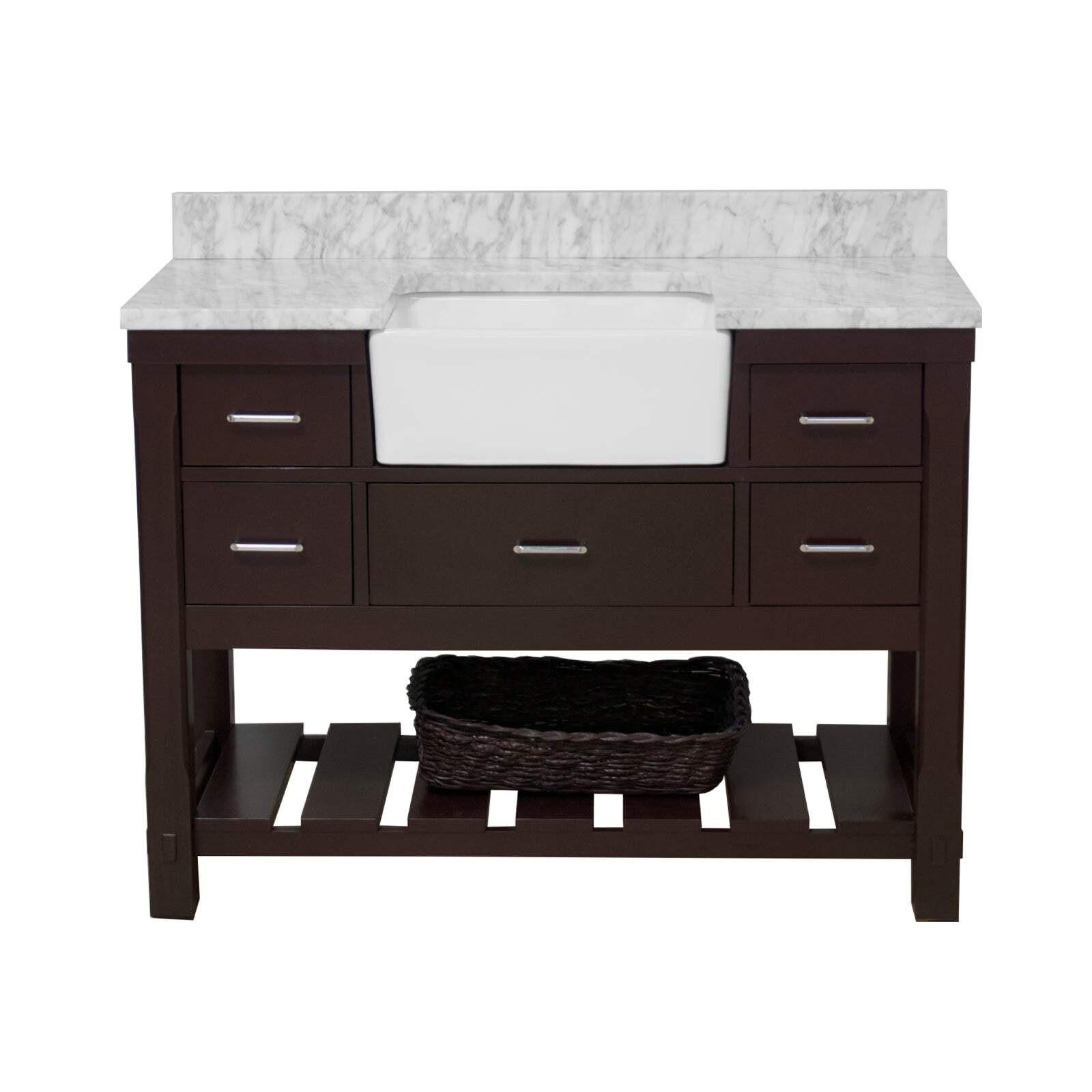 Charlotte 48-inch Farmhouse Vanity with Carrara Marble Top