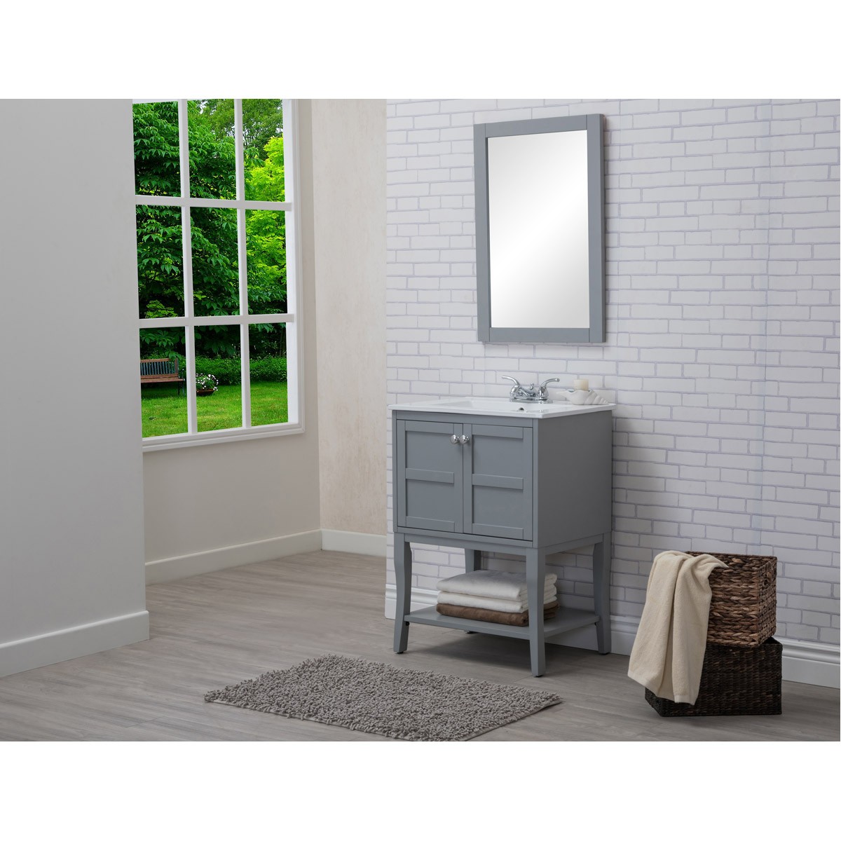 Elegant Lighting VF2101 Mason 24 X 33.25 inch Grey and Chrome Vanity Set in Gray