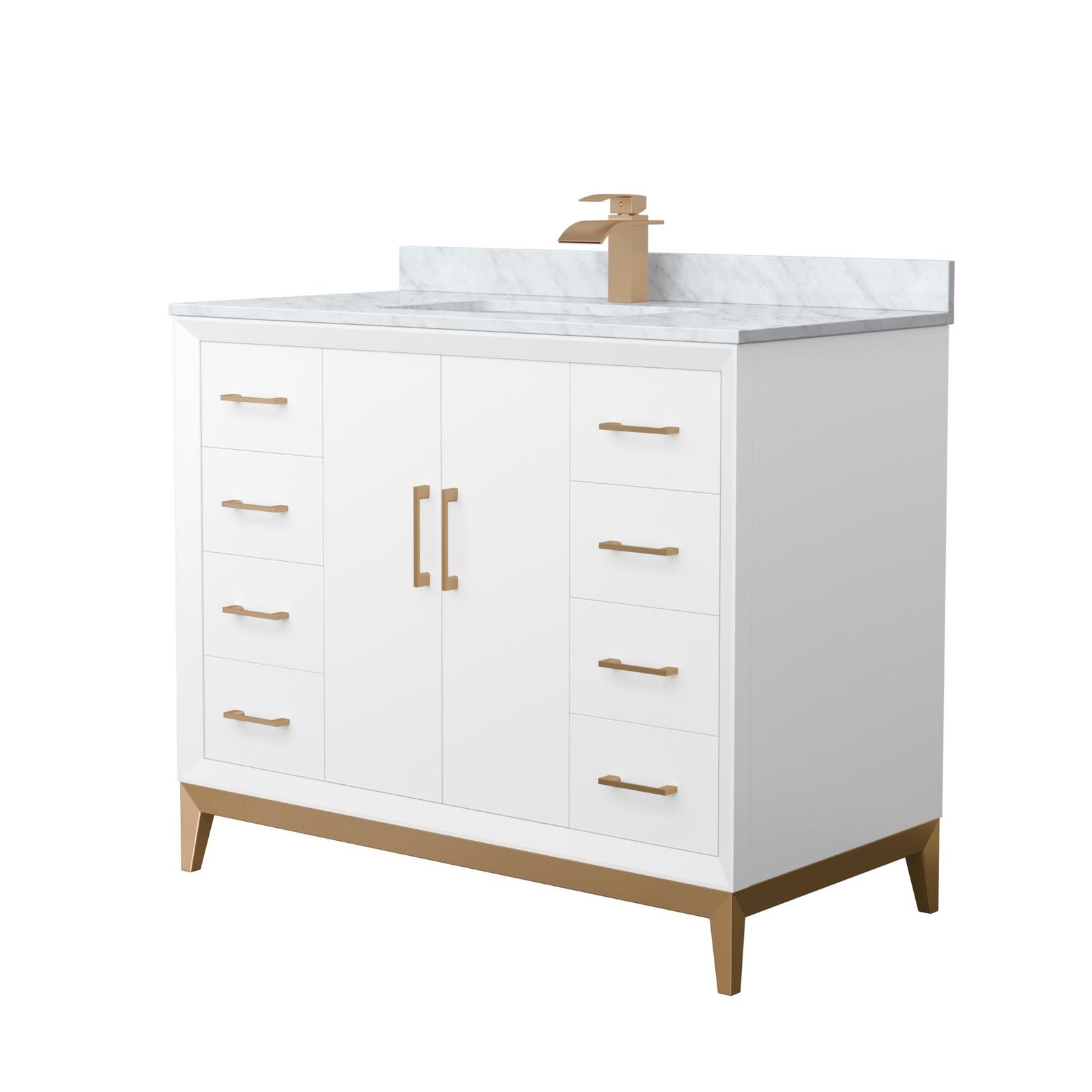 Wyndham Collection WCH818142S-CMUNS-MXX Amici 42″ – White / Satin Bronze