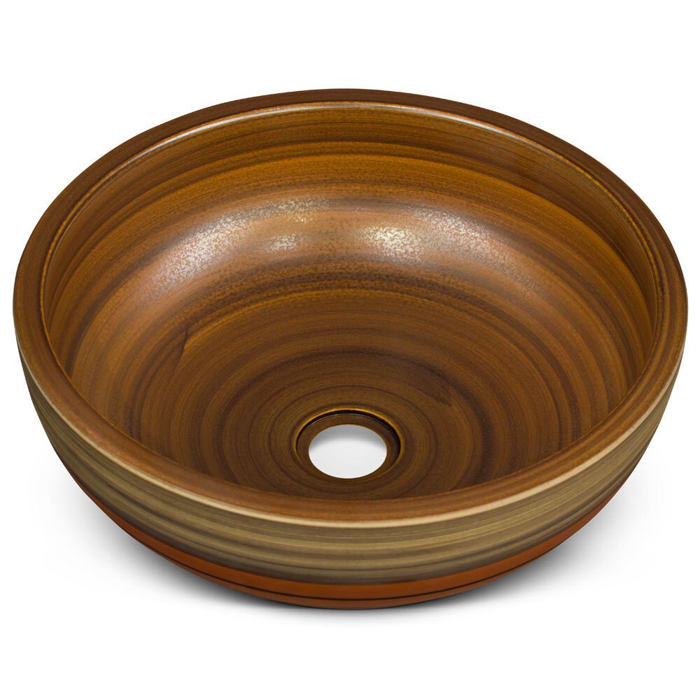 US Seller – 16in Earth Tone Oriental Porcelain Basin