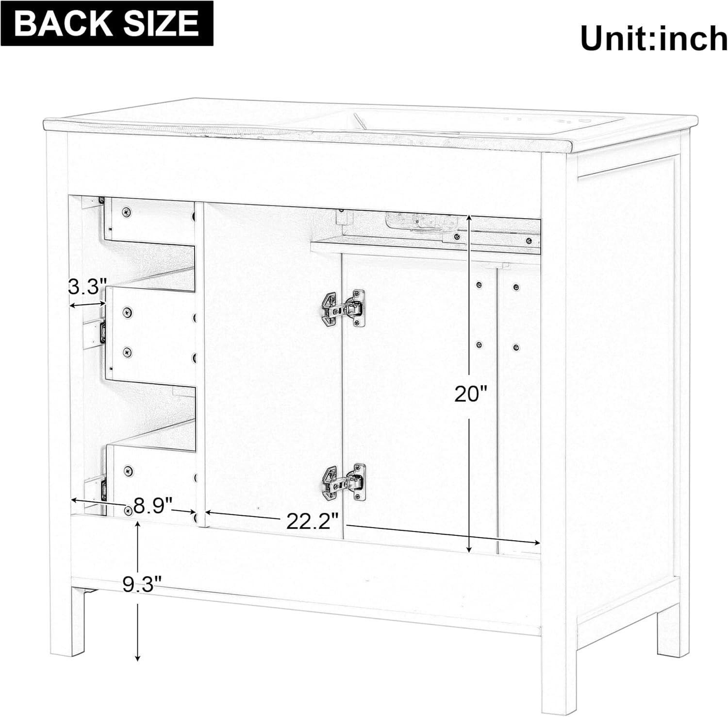 36″ Bathroom Vanity with Sink Combo,Bathroom Vanity Cabinet with Two Soft-Closin