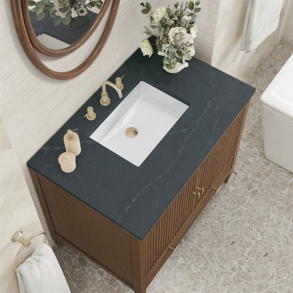 36″ James Martin Myrrin 485-V36-WLT-3CSP Vanity Cabinet Charcoal Soapstone Top