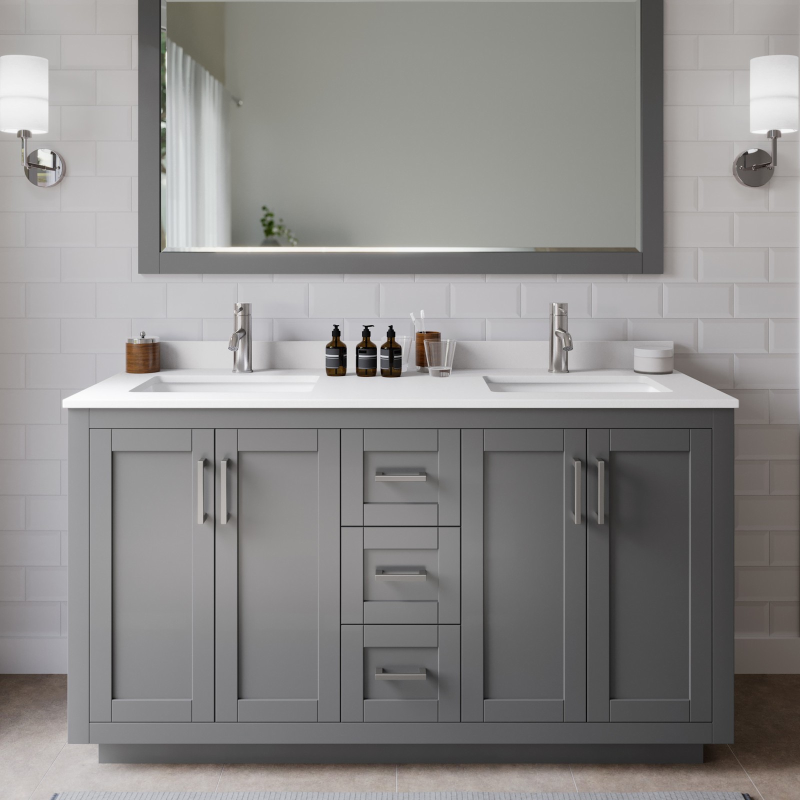 Wyndham Collection WCF2929-60D-VCA-MXX Miranda 60″ – Dark Gray / White Cultured