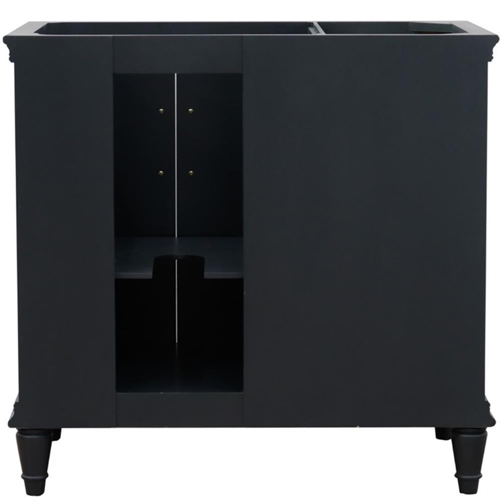 37 in. Single Vanity Dark Gray Gray Granite Rectangle Right Door.Right Sink