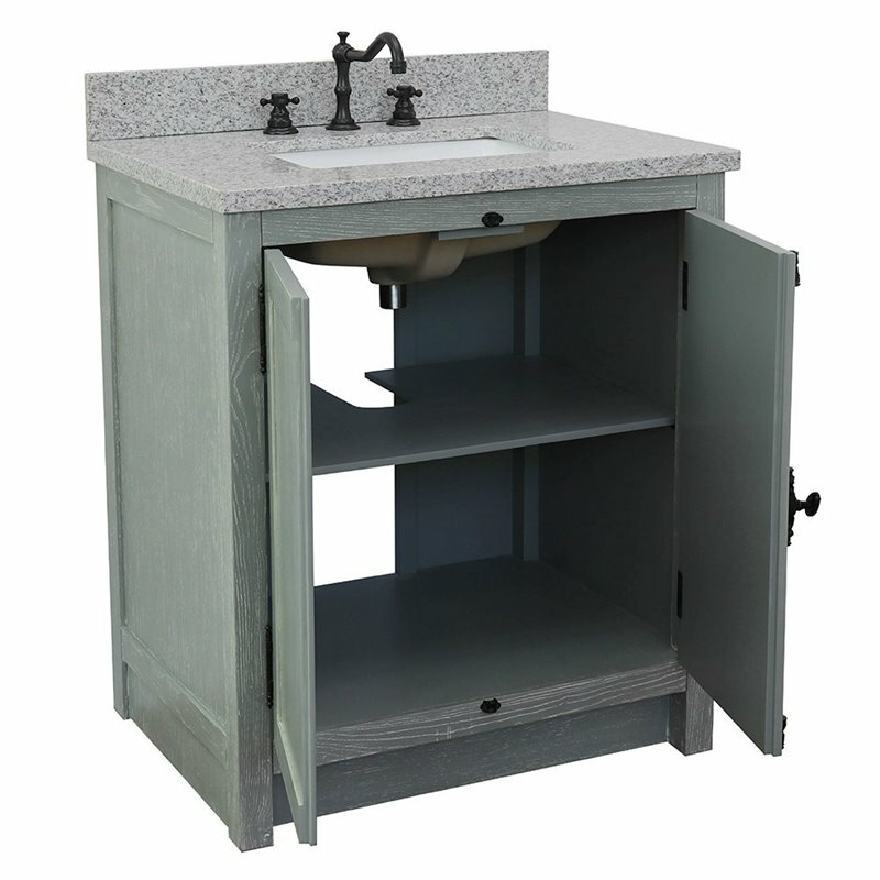 Plantation Modern Single Rectangle Sink Solid Wood Vanity in Gray Ash