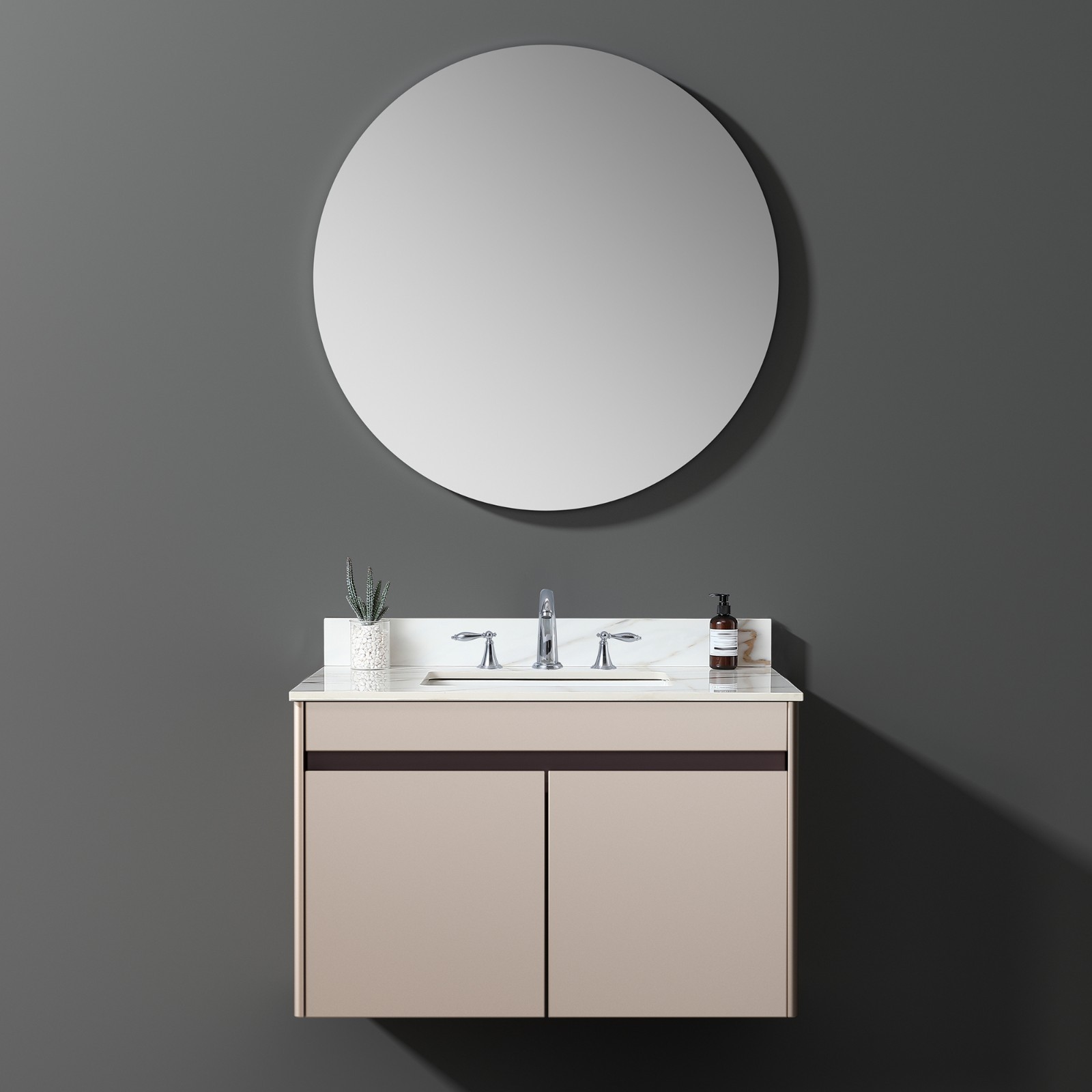 37″ Marble Vanity Top with Undermount Sink & Backsplash Carrara White