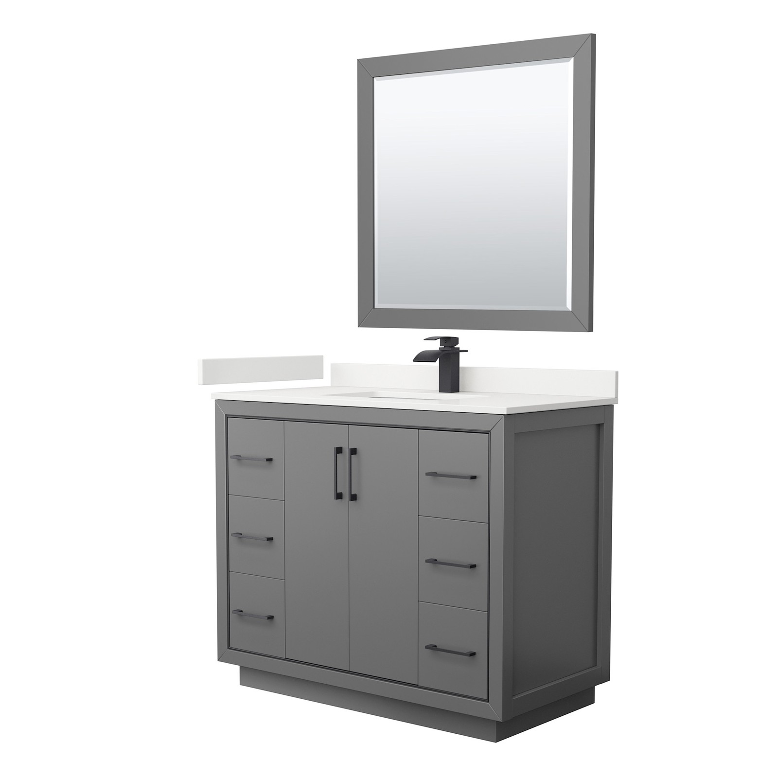 Wyndham Collection WCF111142S-QTZ-UNSM34 Icon 42″ – Dark Gray / White Quartz Top