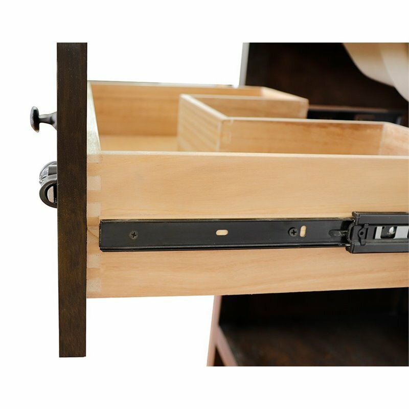 Plantation 31″ Solid Wood Rectangle Sink Vanity with Black Top in Brown