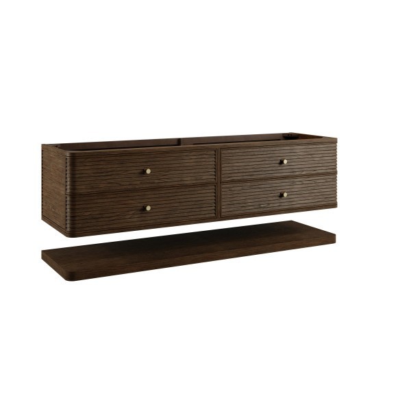 72″ James Martin Allamari D640-V72-SBL-WVSL Double Vanity Cabinet Silver Top