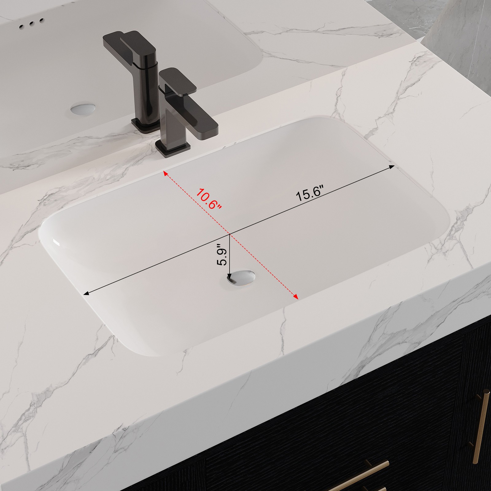 39.4″ Bathroom Vanity with Sink, Waterproof Plywood Cabinet, Ceramic Basin