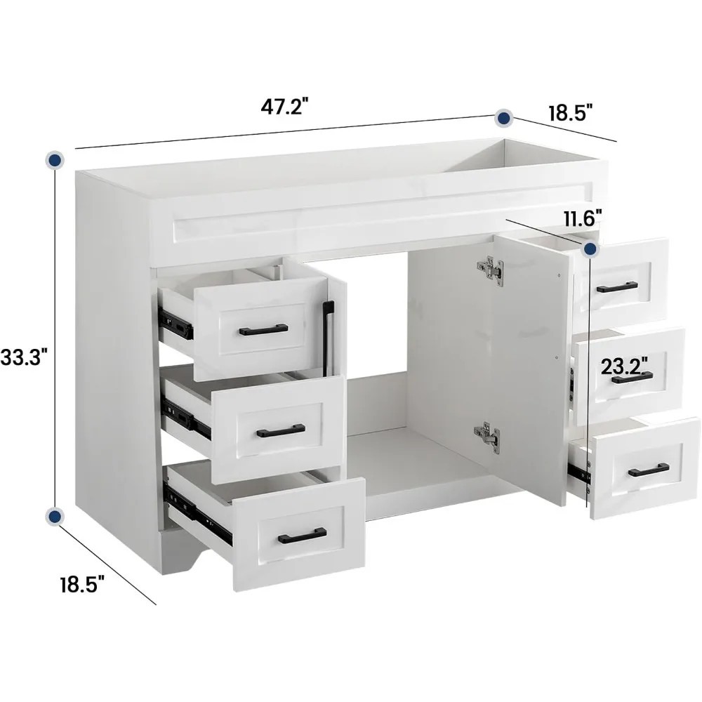 48 Inch Bathroom Vanity with Sink Freestanding Wood Cabinet