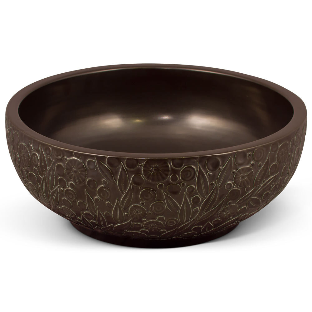 US Seller – 16in Black Floral Motif Oriental Porcelain Basin