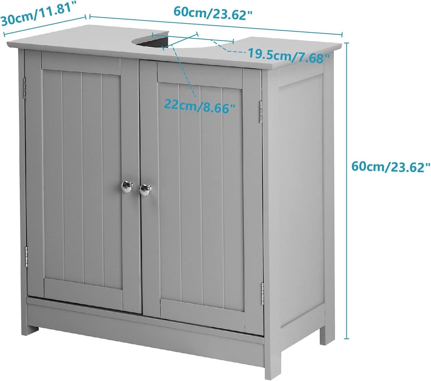Durable Freestanding Under Sink Cabinet with Adjustable Shelf – Grey Finish