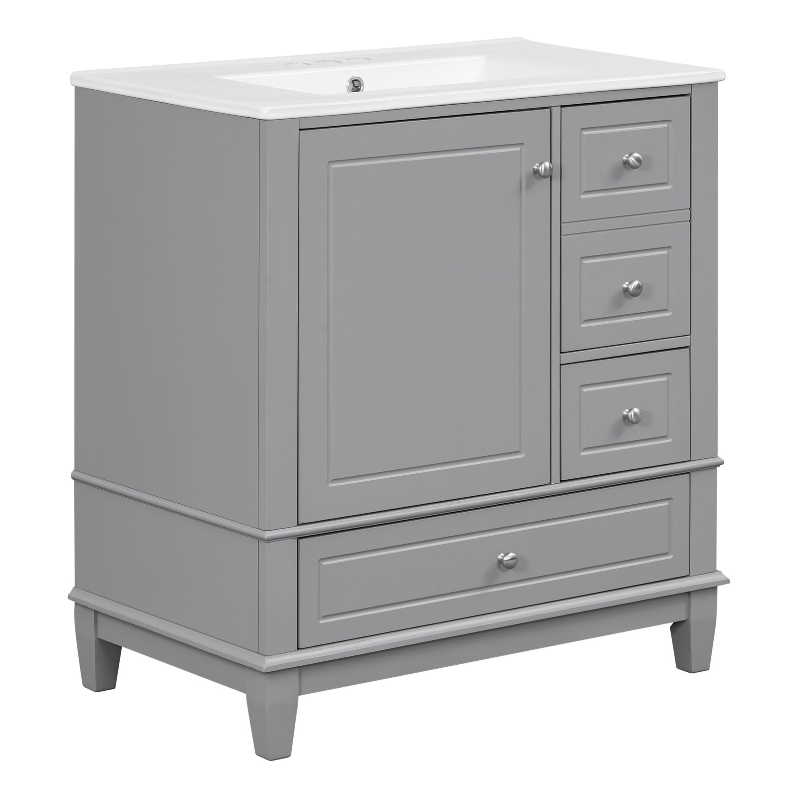 30″ Bathroom Vanity with Sink, Soft Close Door, Grey