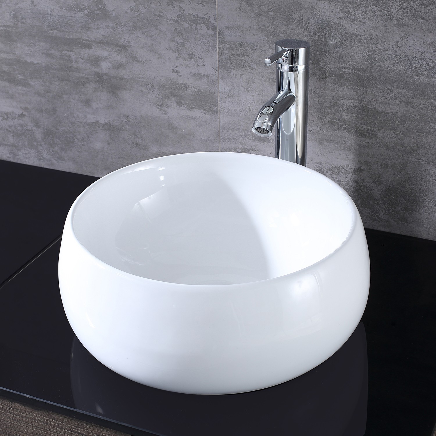 72″ Bathroom Vanity Free Standing Cabinet Ceramic Vessel Sink w/Mirror Faucet