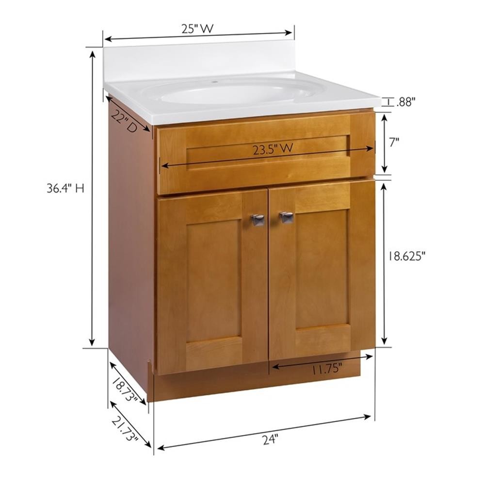 Bowery Hill 25″ Transitional Marble Bathroom Vanity in Birch