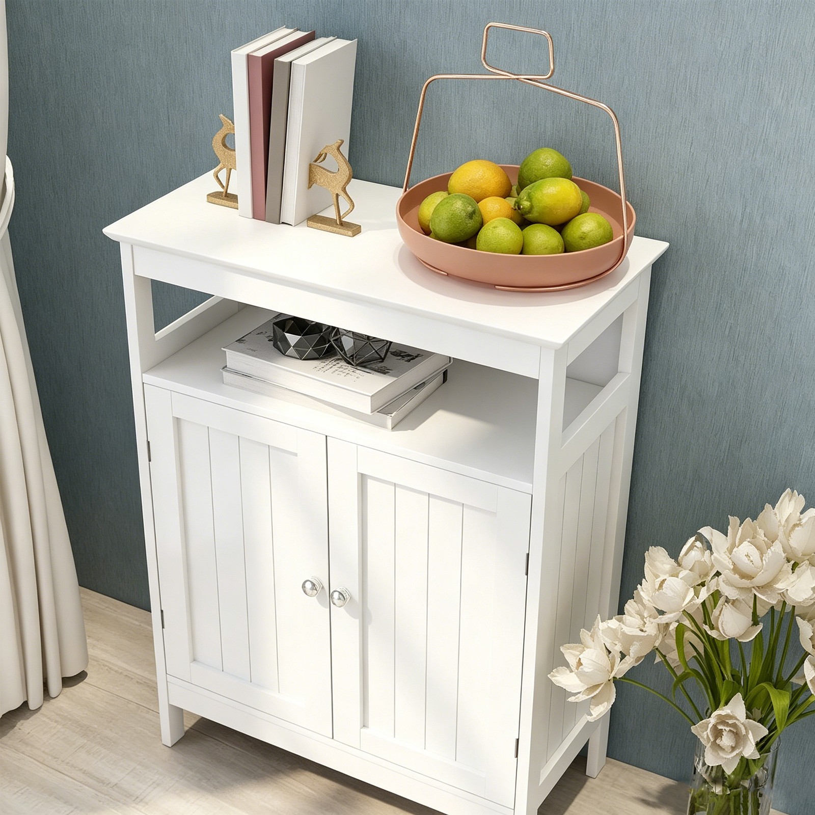 24″Vanity Cabinet For Bathroom Freestanding White Bathroom Vanity Organizer Rack