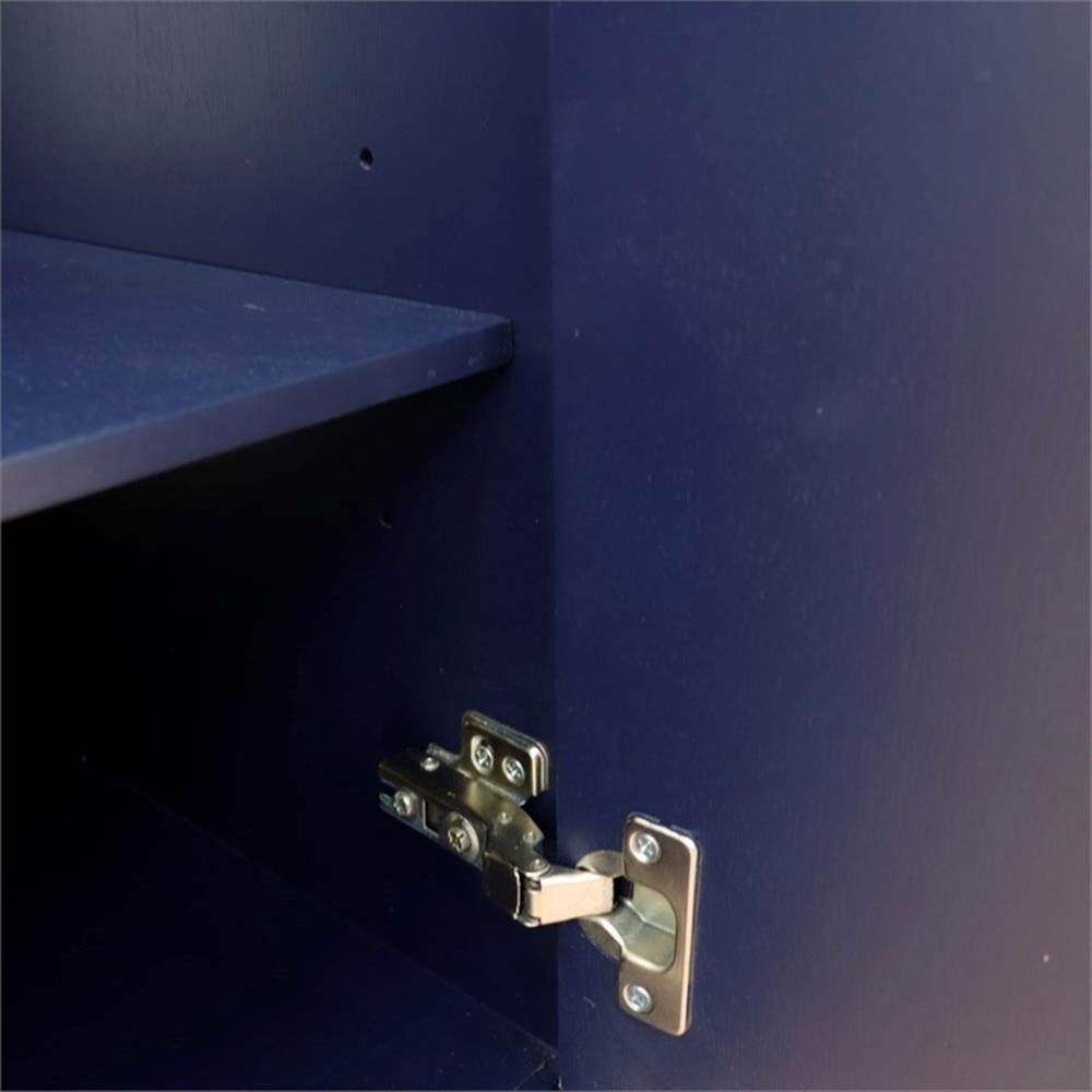 49 in. Single Wooden Vanity Blue with White Carrara Marble Rectangle Sink